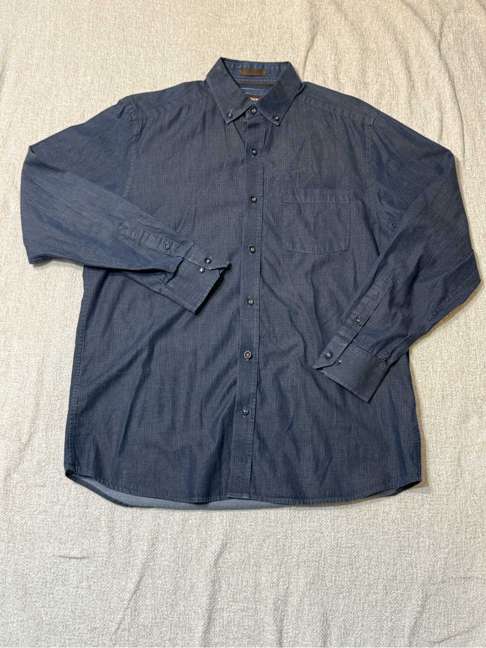 Johnston & Murphy Shirt Mens M Blue 100% Cotton Button Down Quiet Luxury